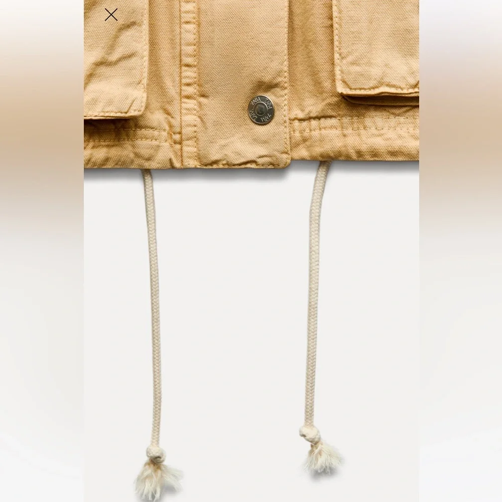 ZARA CONTRASTING COLLAR CROP JACKET XS 5520/071 BARN CHORE COAT FALL VIRAL - Picture 6 of 12